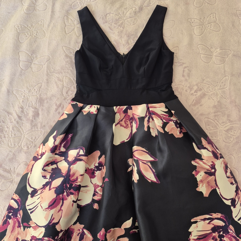 Floral Black and Pink Women's Dress